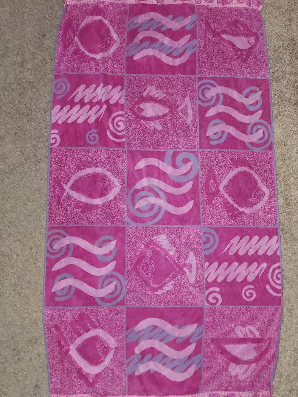Vintage 90s Beach Towel Cecil Saydah Company Stripes Cotton Retro